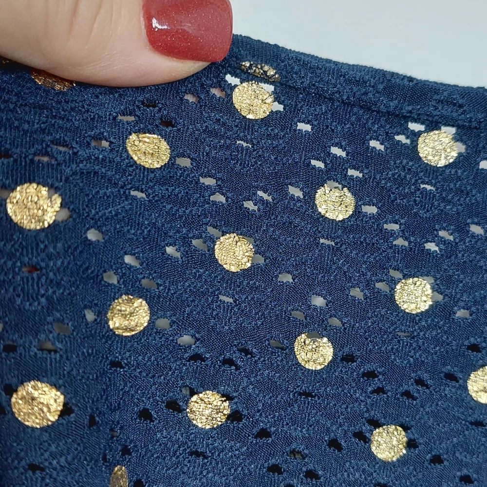 Zac & Rachel Women's Size XL Blouse Sleeveless Shirt Blue Gold